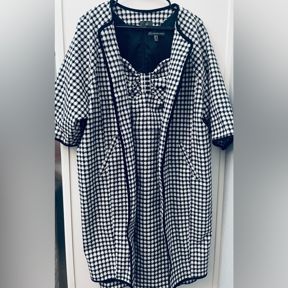 Adrianna Papell Black and White Checkered Dress and matching Jacket Set